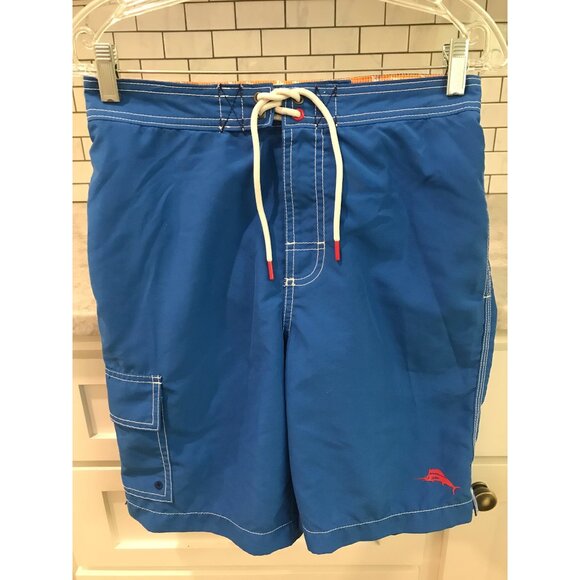Tommy Bahama Board Shorts Mens Small Blue Swim Trunks Pockets Beach Coastal Boho - Picture 1 of 12